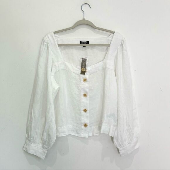 NWT J. Crew Squareneck button-up top in linen - Picture 7 of 11